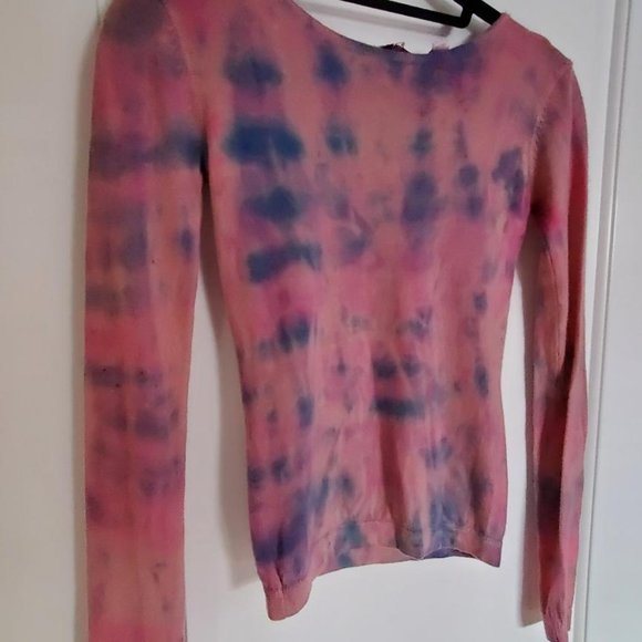 New Calypso 100% Cashmere  Sweater Pink Peach blue purple pullover Small XS dyed - Picture 7 of 7